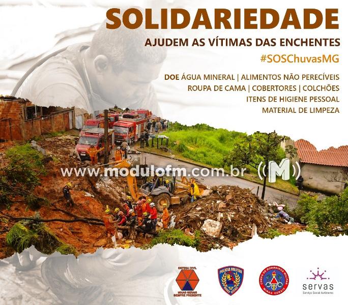 PM realiza campanha para recolher donativos para as vítimas das tragédias ocorridas em virtude das fortes chuvas em Minas Gerais