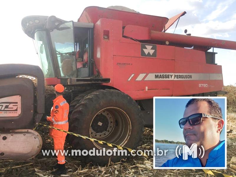 Homem morre triturado por colheitadeira
