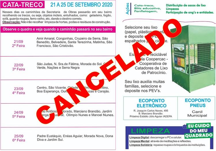Ação de limpeza com caminhões cata-treco é cancelada