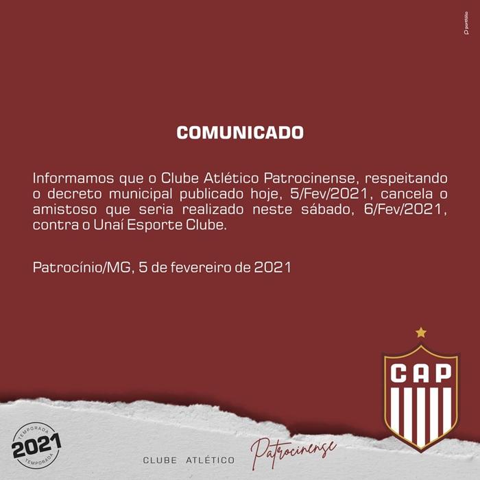 CAP cancela amistoso após novo decreto municipal