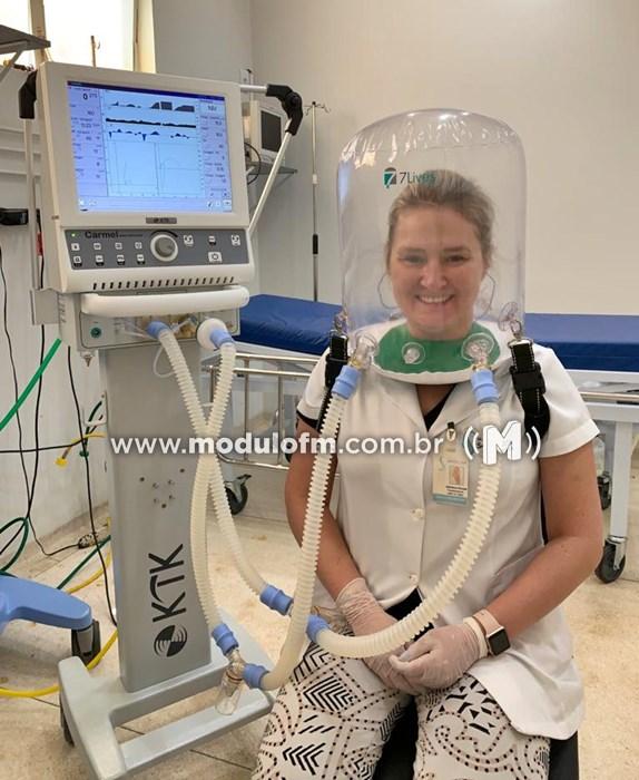 Santa Casa já usa capacete na recuperação de paciente com covid-19
