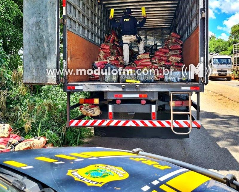 Veja o vídeo: Quase 2 toneladas de maconha são apreendidas em caminhão na BR-365
