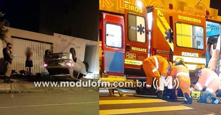 Motorista possivelmente embriagado avança parada obrigatória e bate em motociclista