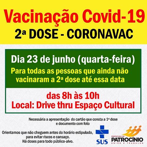 Segunda dose do imunizante da 