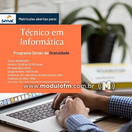 SENAC Patrocínio: Curso Técnico em Informática GRATUITO