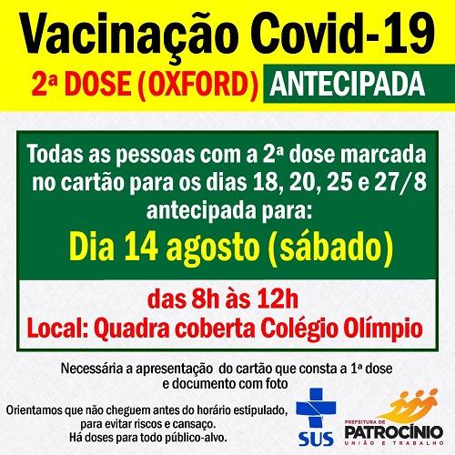 Vacina antecipada: saiba quem deve tomar segunda dose da 'Oxford' neste sábado (14/08)