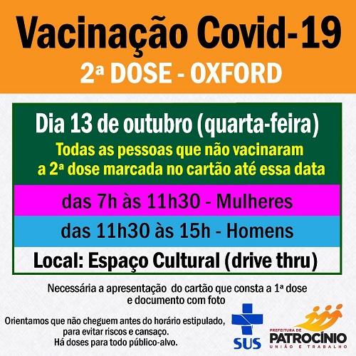 Próxima quarta-feira (13/10) terá aplicação da vacina 