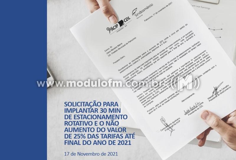 ACIP/CDL e Sindcomércio solicitam ao Governo Municipal o não aumento da taxa de estacionamento rotativo