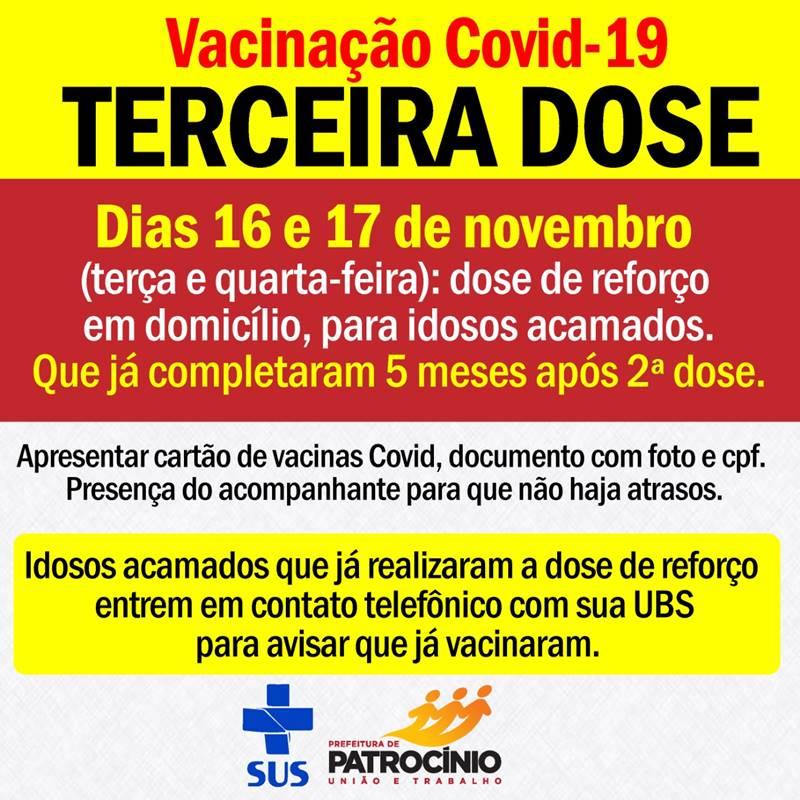 Dose de reforço para idosos acamados será aplicada nesta terça e quarta-feira