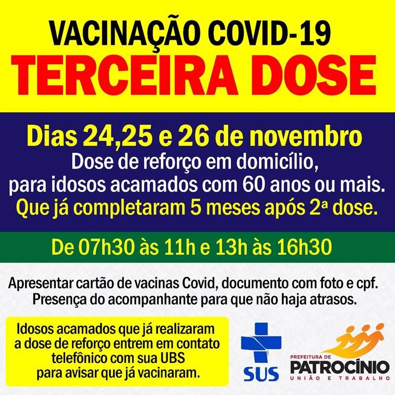 Será realizada Vacinação da Terceira Dose contra Covid-19 em idosos acamados com mais de 60 anos