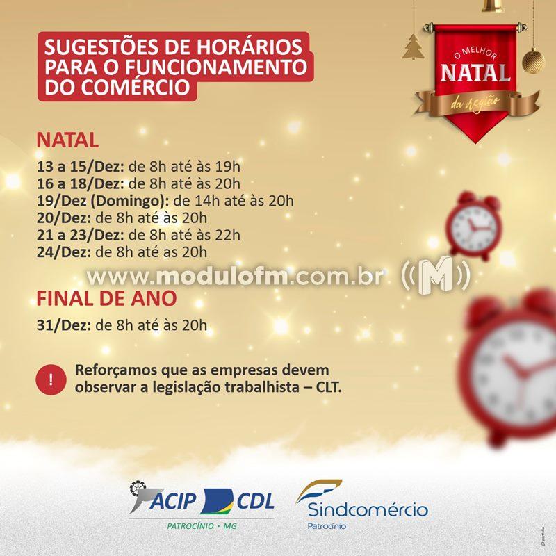 ACIP/CDL informaram o horário sugestivo para funcionamento do comércio local no Natal
