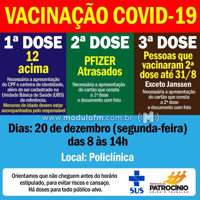 Novas datas de imunização das 1ª, 2ª e 3ª doses contra o Covid-19 são divulgadas pela Secretaria de Saúde