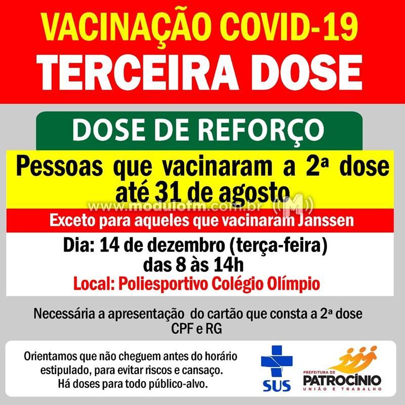 Pessoas que tomaram a 2ª dose até 31 de agosto serão vacinadas com 3ª dose contra o Covid