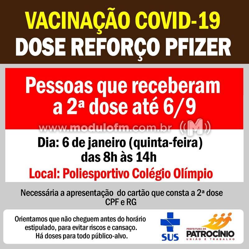 Secretaria de Saúde aplicará a dose de reforço em pessoas que receberam a Pfizer até dia 06 de setembro