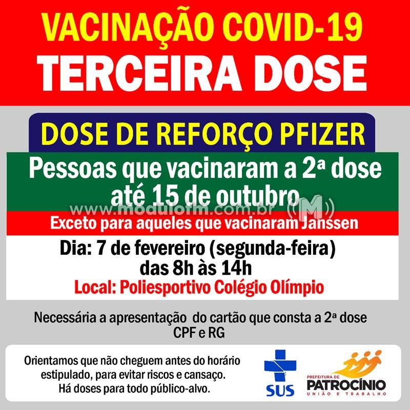 Pessoas que receberam a 2ª dose até dia 15 de outubro serão imunizadas com a dose de reforço