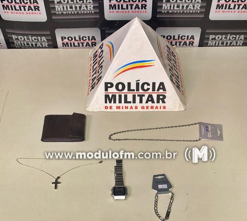 PM age rápido, prende suspeito de furtar loja e recupera materiais furtados em Patrocínio