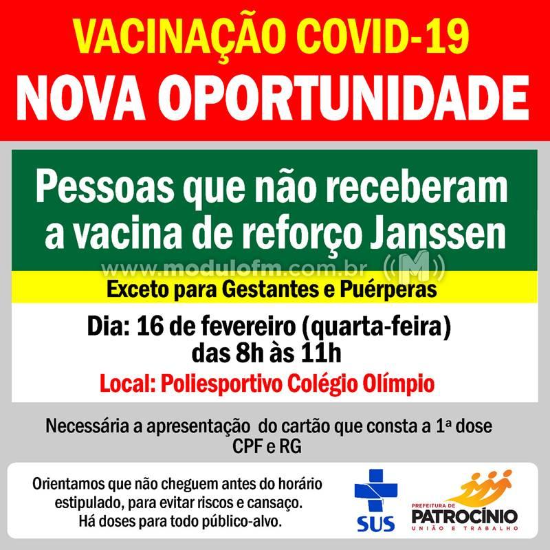 Secretaria de Saúde imunizará pessoas que não receberam a dose de reforço da Janssen