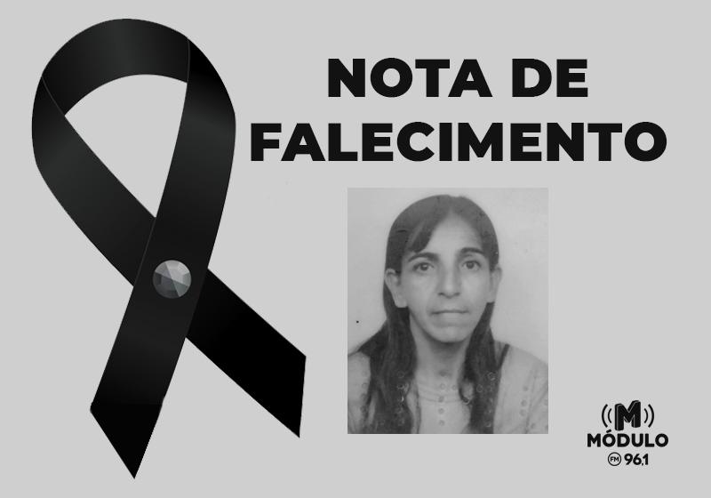 Nota de falecimento Sra. Luiza Felizardo aos 59 anos