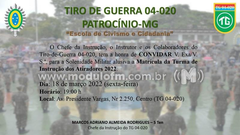 TG 04-020 realizará solenidade de Matrícula da Turma de Instrução dos Atiradores de 2022