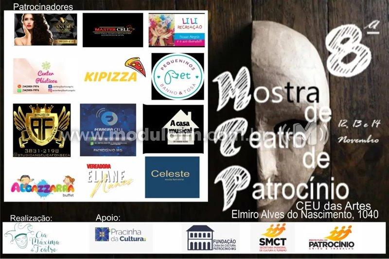 Cia Máxima de Teatro realizará a 8ª Mostra de Teatro de Patrocínio entre os dias 12 e 14 de novembro