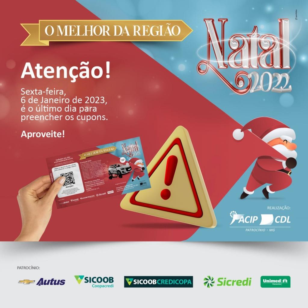 Encerra hoje o prazo para cadastrar o cupom da campanha do melhor natal da região das ACIP/CDL