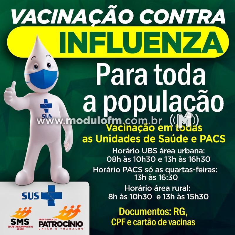 Prefeitura divulga calendário de vacinação contra Influenza, Meningite e Covid-19