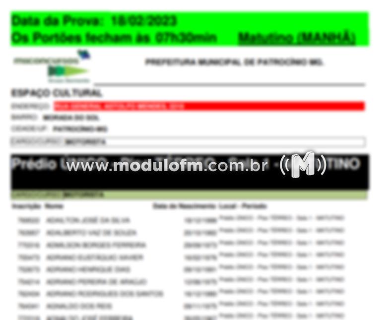 Divulgados horários e locais de provas da próxima etapa do Concurso da Prefeitura