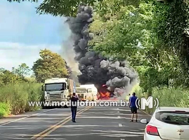 Briga de trânsito poder ter sido causa de explosão após colisão entre veículos na BR-365