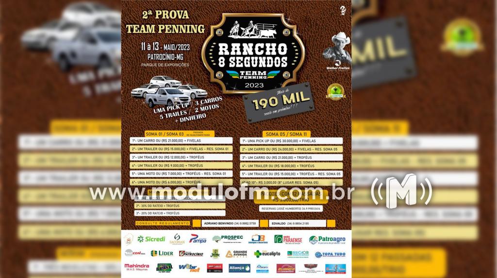 Com mais de R$ 190 mil em prêmios, 2ª Prova de Team Penning Rancho 8 Segundos, acontece em Patrocínio