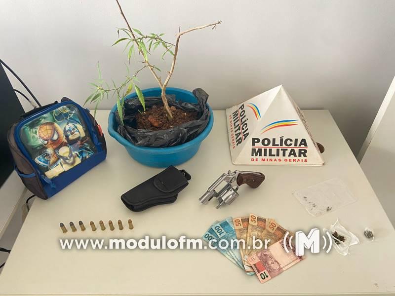 Mulher é presa com droga, arma e munições após mandado de busca e apreensão no bairro Serra Negra