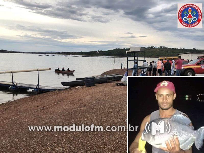 Bombeiros entram no segundo dia de buscas por pescador que se afogou na represa de Nova Ponte em Patrocínio