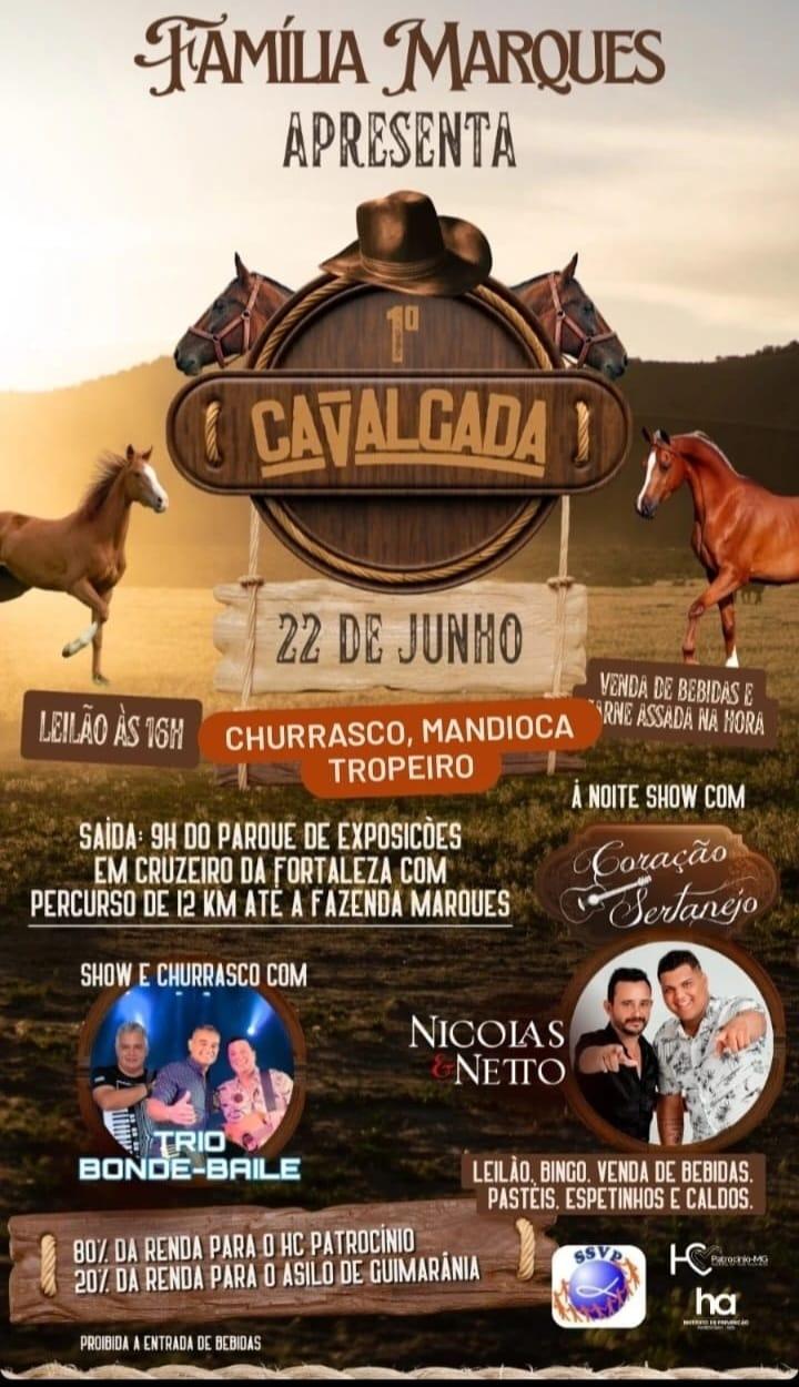 1ª Cavalgada da Família Marques acontece no final de semana com parte da renda para o HC Patrocínio
