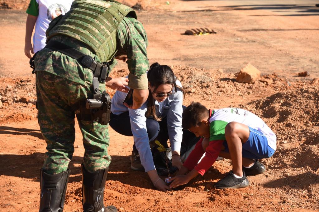 Alunos de escolas municipais participam de plantio de mudas na Avenida Pedro Alves do Nascimento