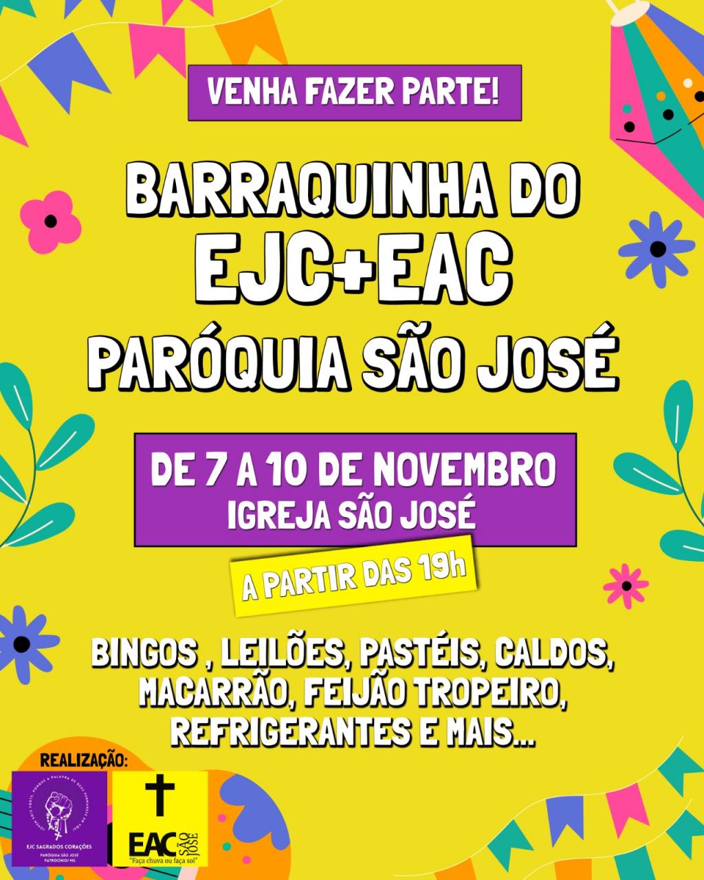 Barraquinha do EAC e EJC da Paróquia São José acontece de 7 a 10 de novembro