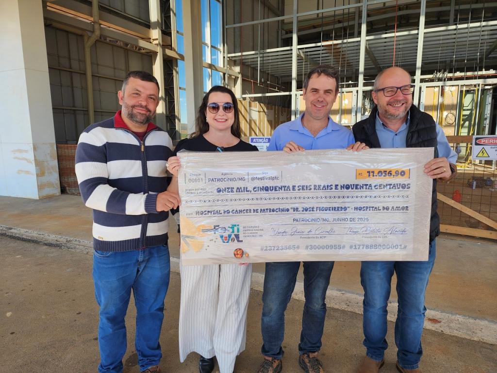 ACIP/CDL entregam mais de R$ 11 mil ao HC Patrocínio como resultado do Almoço de Lançamento do Festival de Cultura