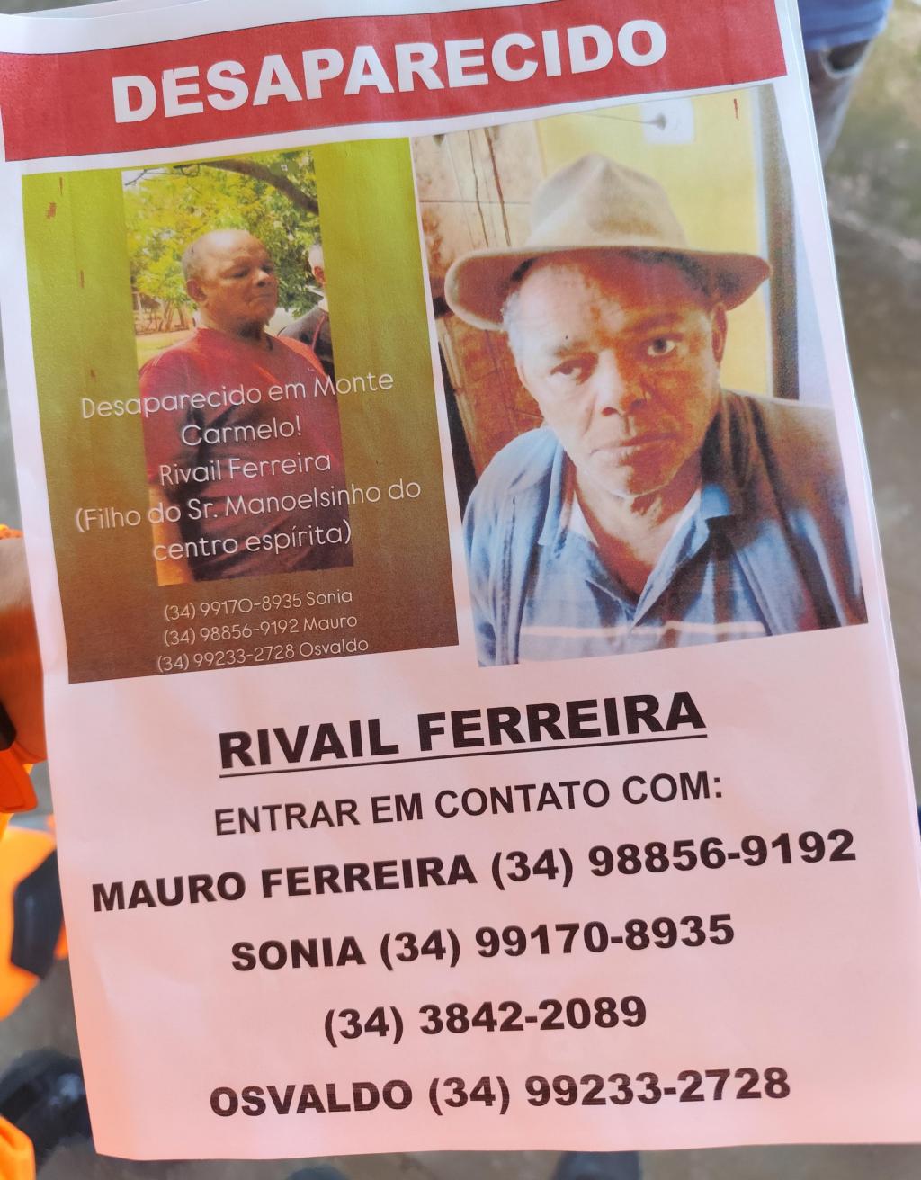 Imagem 1 do post Retomadas buscas por idoso de 77 anos desaparecido em Monte Carmelo