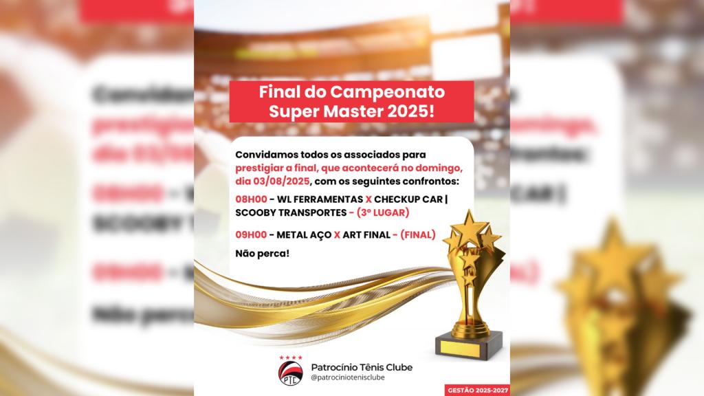 Final do Campeonato Super Master movimenta o Patrocínio Tênis...