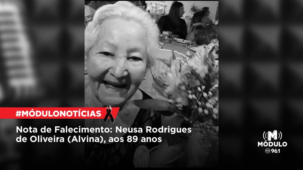 Nota de Falecimento: Neusa Rodrigues de Oliveira (Alvina), aos 89 anos
