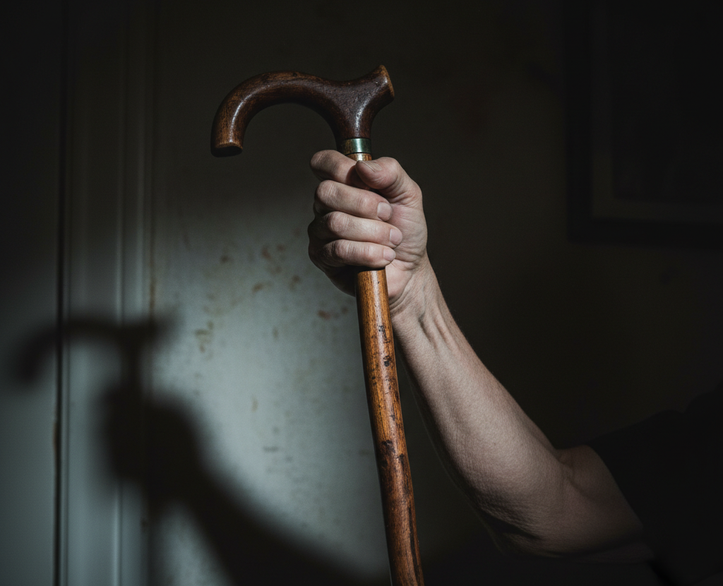 Homem usa bengala para agredir a mãe idosa no bairro Santa Terezinha