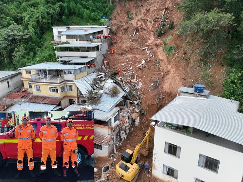 Militares de Patrocínio atuam em operação de resgate após deslizamentos em Juiz de Fora