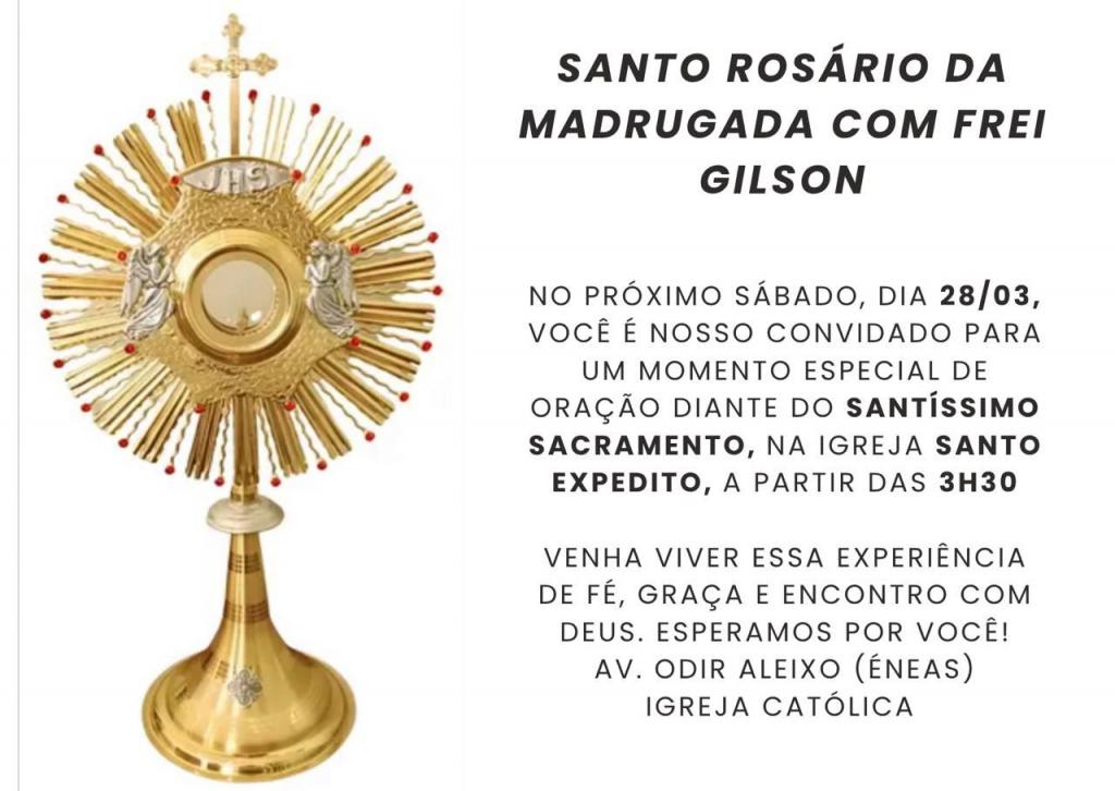 Santo Rosário da Madrugada será realizado neste sábado na Igreja Santo Expedito, em Patrocínio